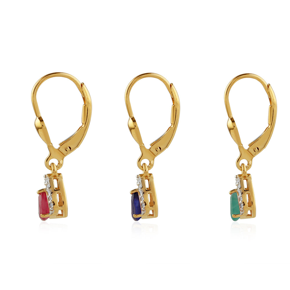 schmuckgarnitur aus Goldplattierte Silber mit Thai Rubin und brasilianischem Smaragd
