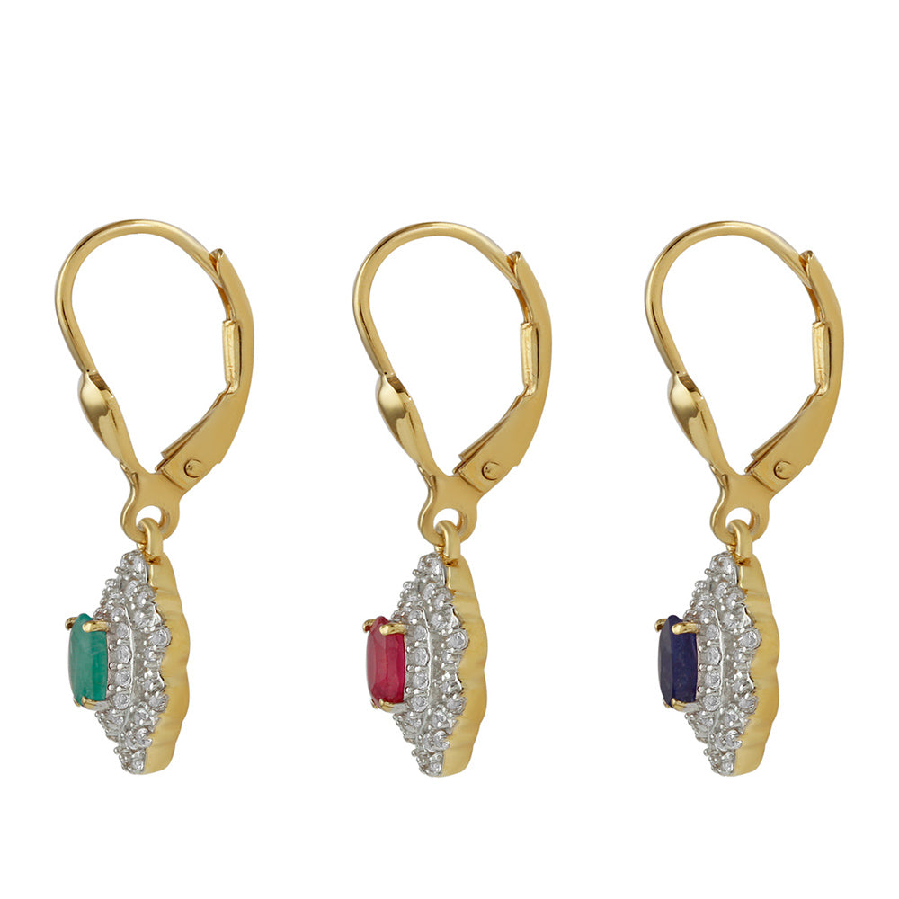 schmuckgarnitur aus Goldplattierte Silber mit Thai Rubin und brasilianischem Smaragd