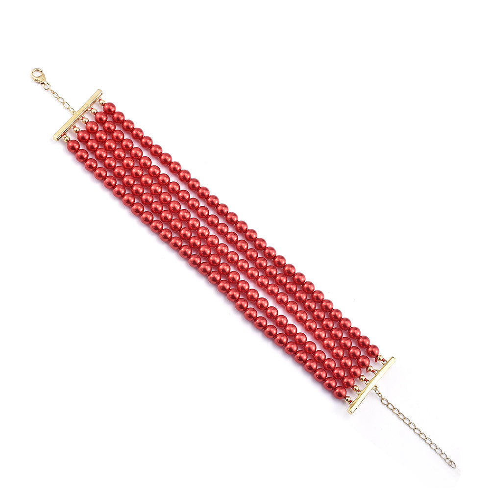 Goldplattiertes Silberarmband mit roter Süßwasserperle 1 