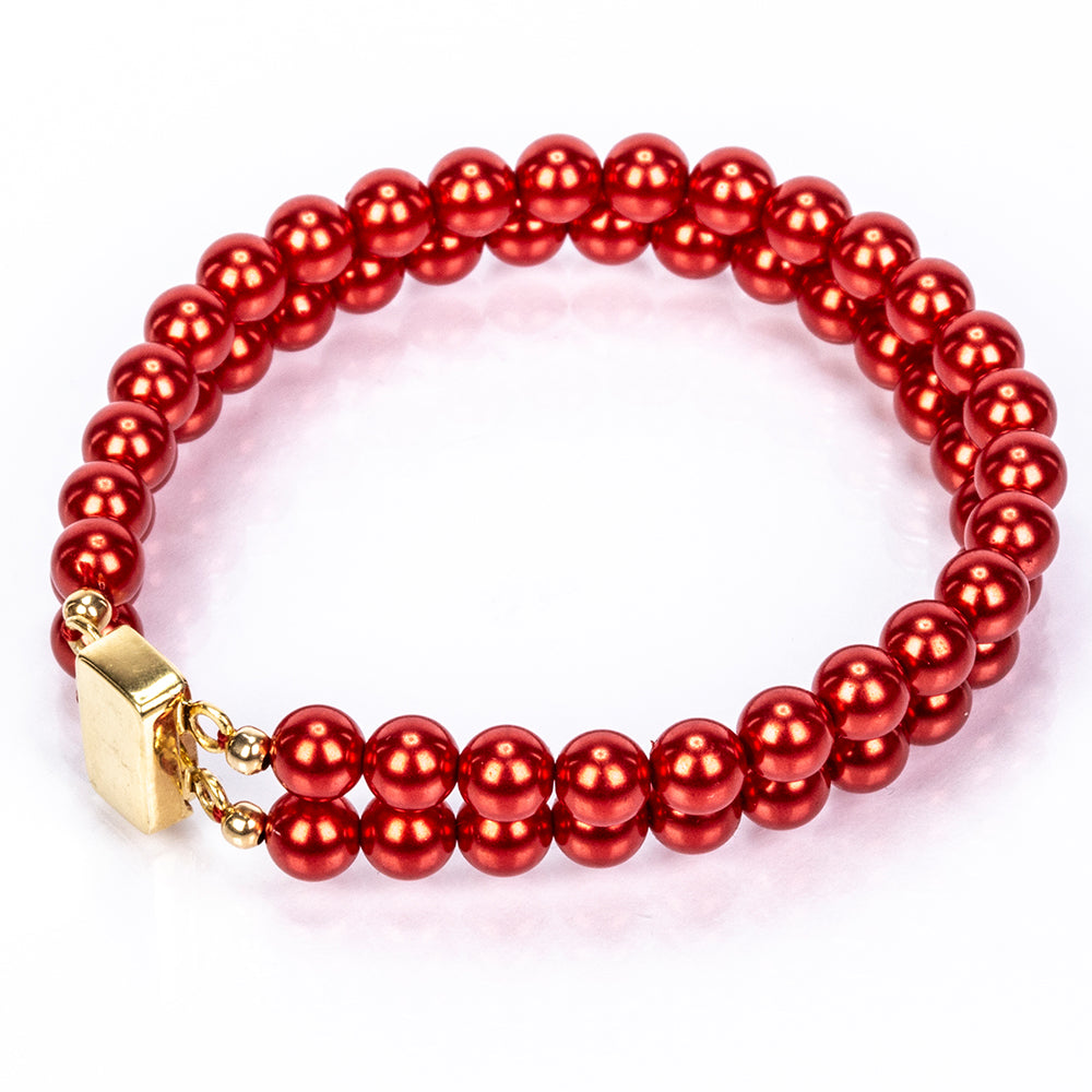 Goldplattiertes Silberarmband mit roter Süßwasserperle 4 