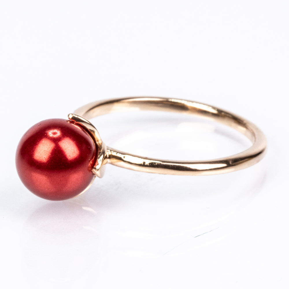 schmuckgarnitur aus Goldplattierte Silber mit roter Süßwasserperle 10 