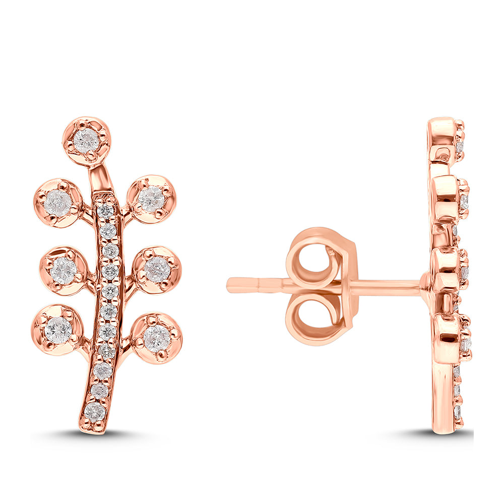 Goldohrringe mit rosafarbenem Diamant 2 