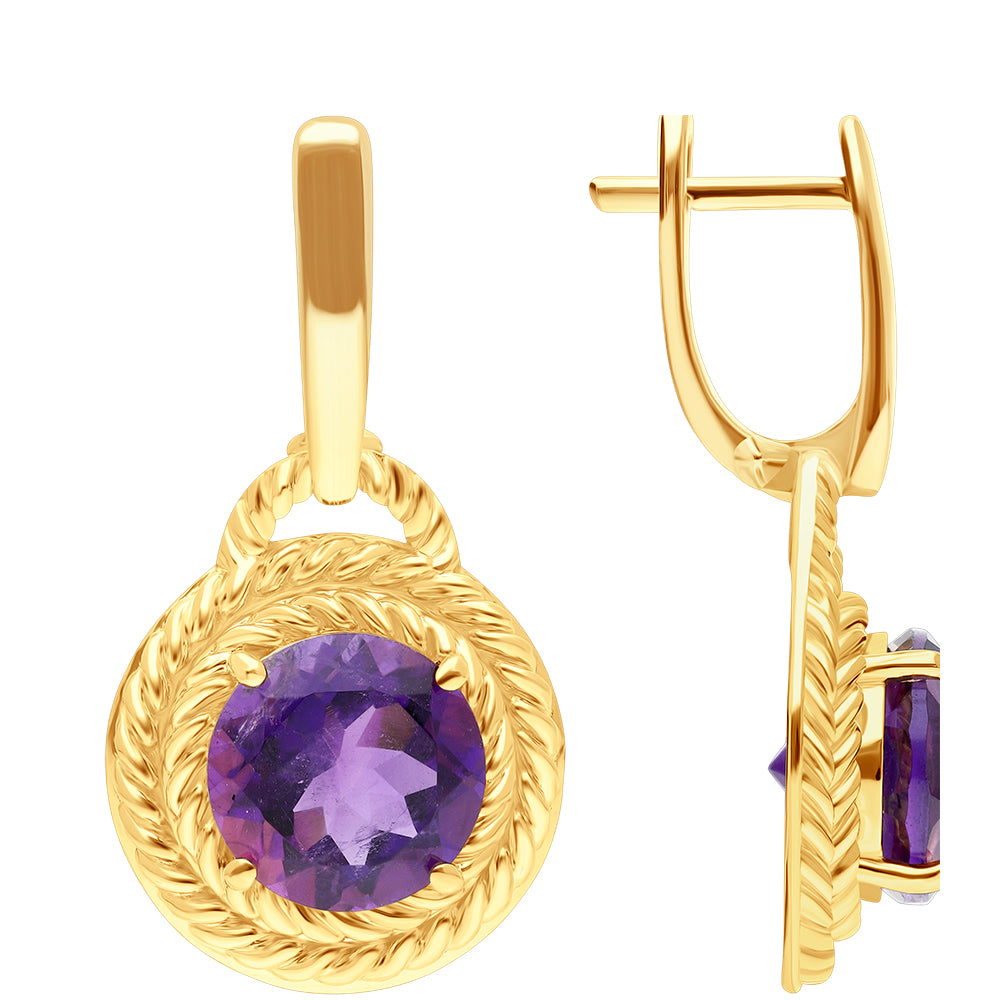 Goldplattierte Silberohrringe mit marokkanischem Amethyst