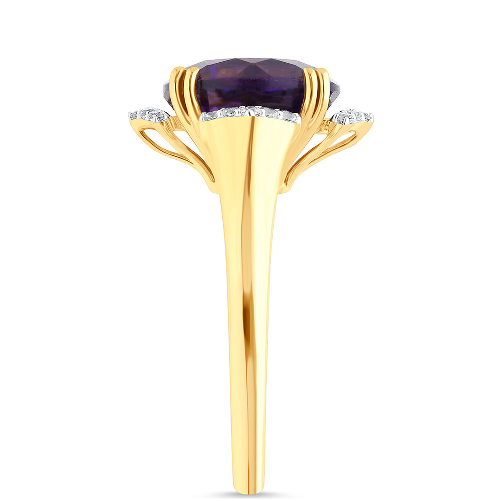 Goldplattierter Silberring mit marokkanischem Amethyst und weißem Topas 3 