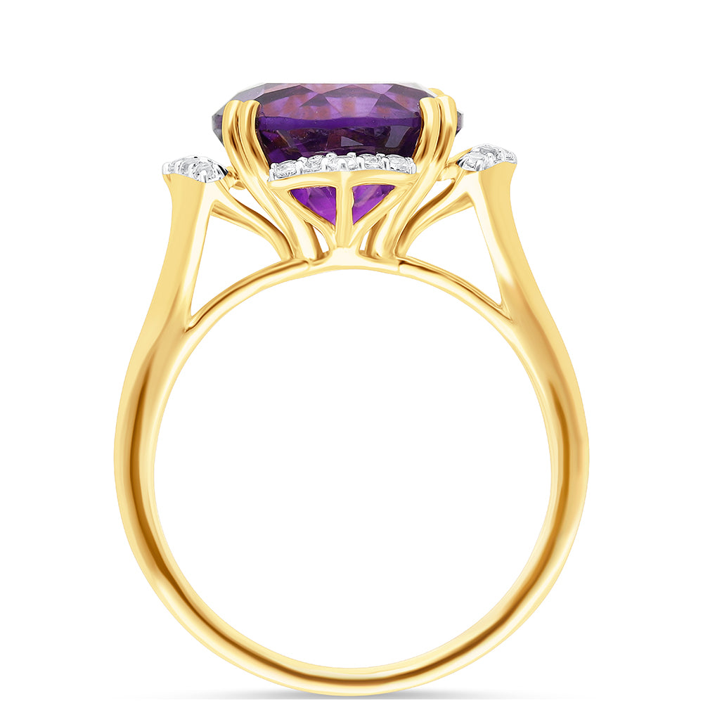 Goldplattierter Silberring mit marokkanischem Amethyst und weißem Topas 4 