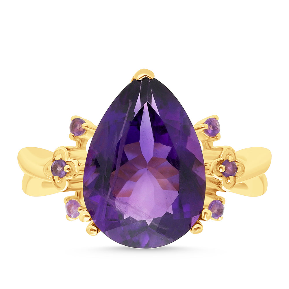 Goldplattierter Silberring mit marokkanischem Amethyst