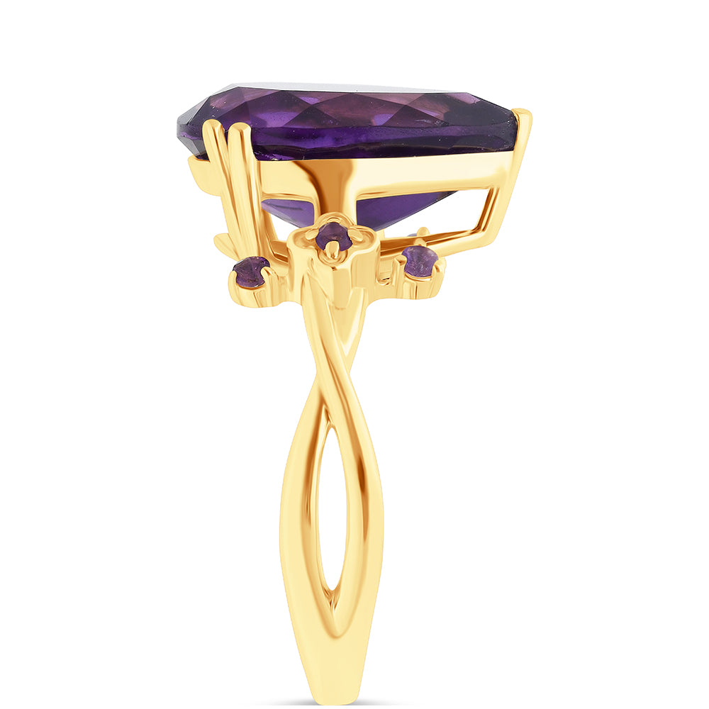 Goldplattierter Silberring mit marokkanischem Amethyst