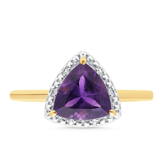 Goldplattierter Silberring mit marokkanischem Amethyst und weißem Topas