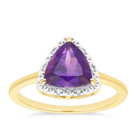 Goldplattierter Silberring mit marokkanischem Amethyst und weißem Topas