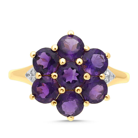 Goldplattierter Silberring mit marokkanischem Amethyst und weißem Topas