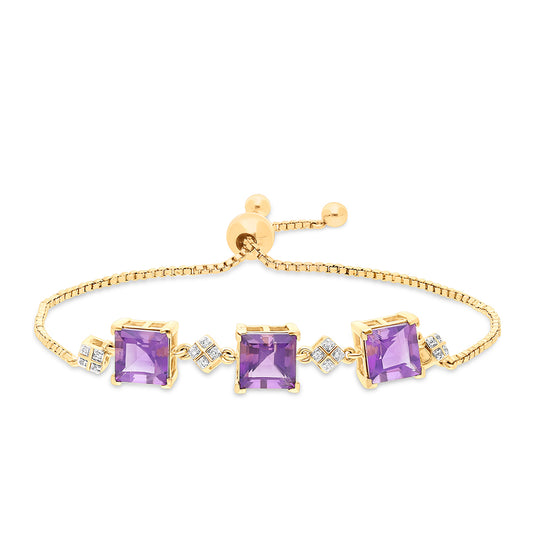 Goldplattiertes Silberarmband mit marokkanischem Amethyst und weißem Topas