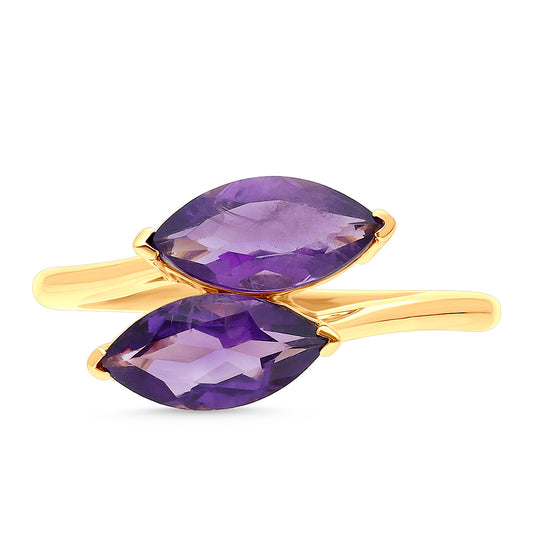 Goldplattierter Silberring mit marokkanischem Amethyst