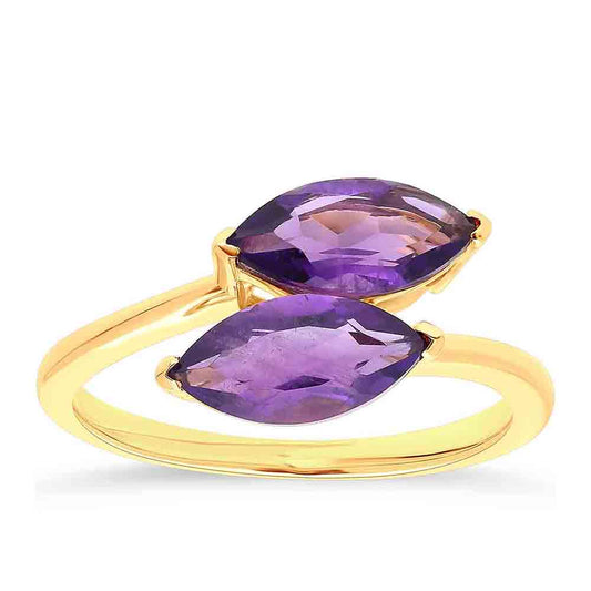 Goldplattierter Silberring mit marokkanischem Amethyst