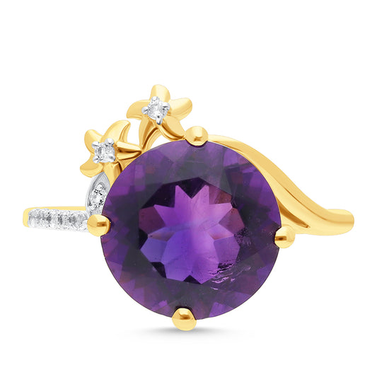 Goldplattierter Silberring mit marokkanischem Amethyst und weißem Topas