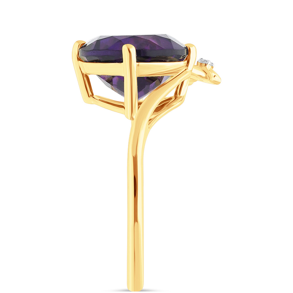 Goldplattierter Silberring mit marokkanischem Amethyst und weißem Topas 3 