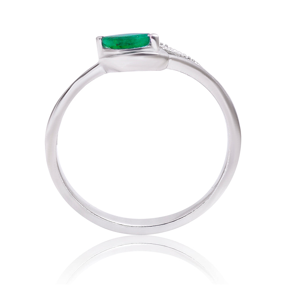 Silberring mit brasilianischem Smaragd und weißem Topas 2 