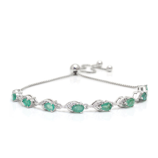 Silberarmband mit brasilianischem Smaragd und weißem Topas