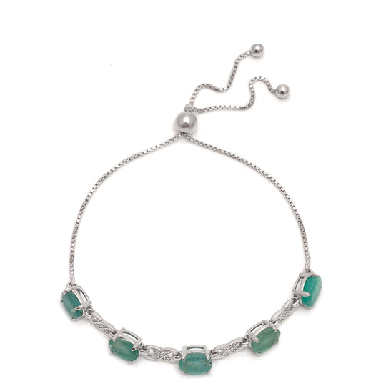 Silberarmband mit brasilianischem Smaragd und weißem Topas