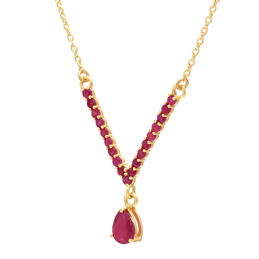 Goldplattierte Silberhalskette mit Rubin aus Madagaskar