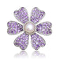 Silberbrosche mit marokkanischem Amethyst und weißer Süßwasserperle