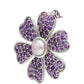 Silberbrosche mit marokkanischem Amethyst und weißer Süßwasserperle
