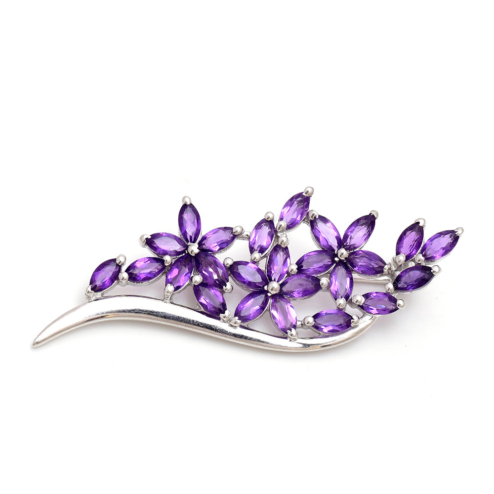 Silberbrosche mit marokkanischem Amethyst