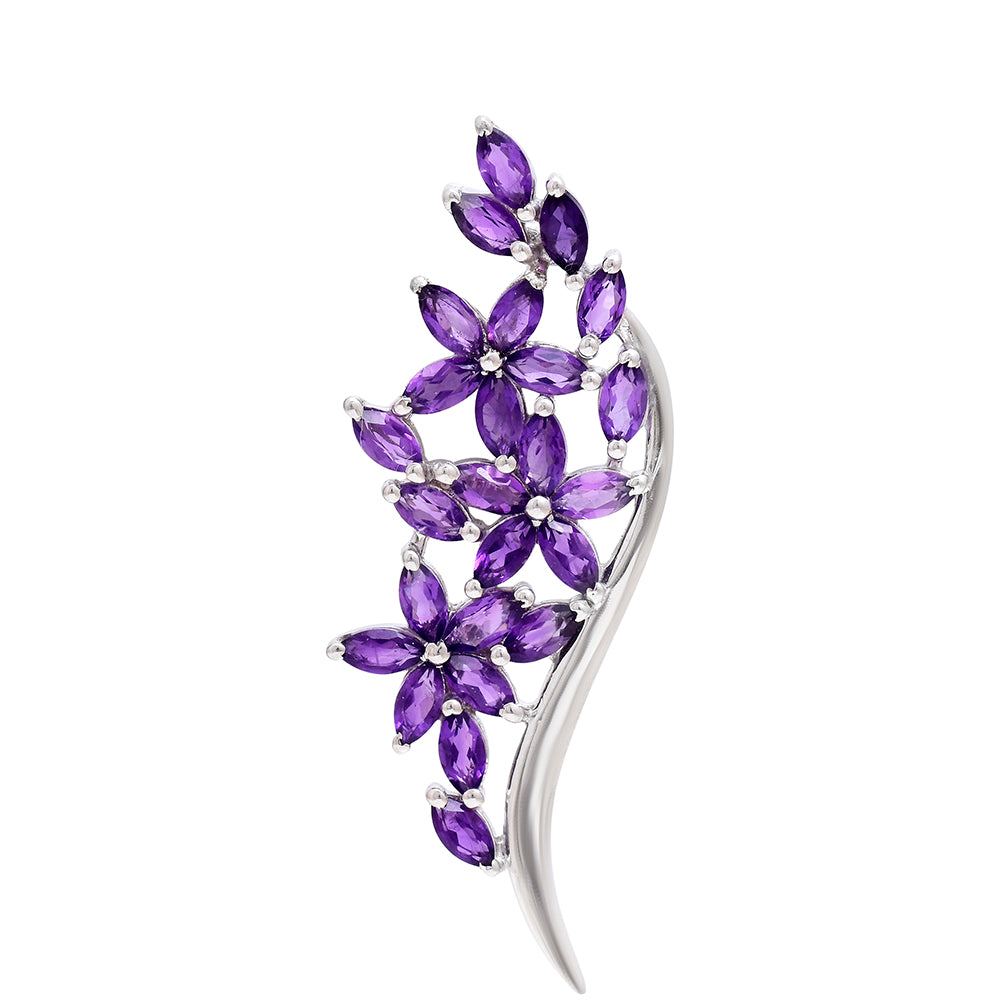 Silberbrosche mit marokkanischem Amethyst 2 