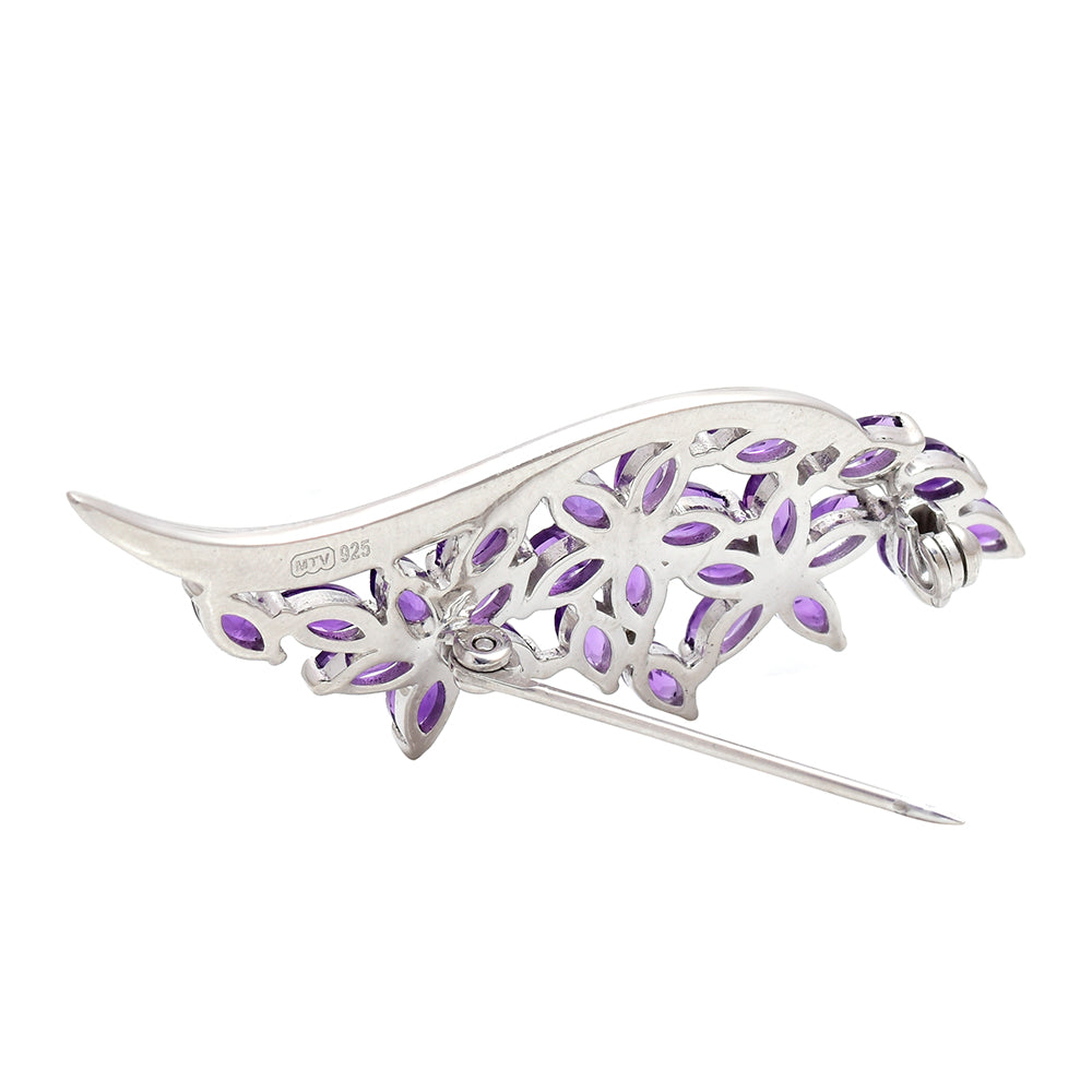 Silberbrosche mit marokkanischem Amethyst