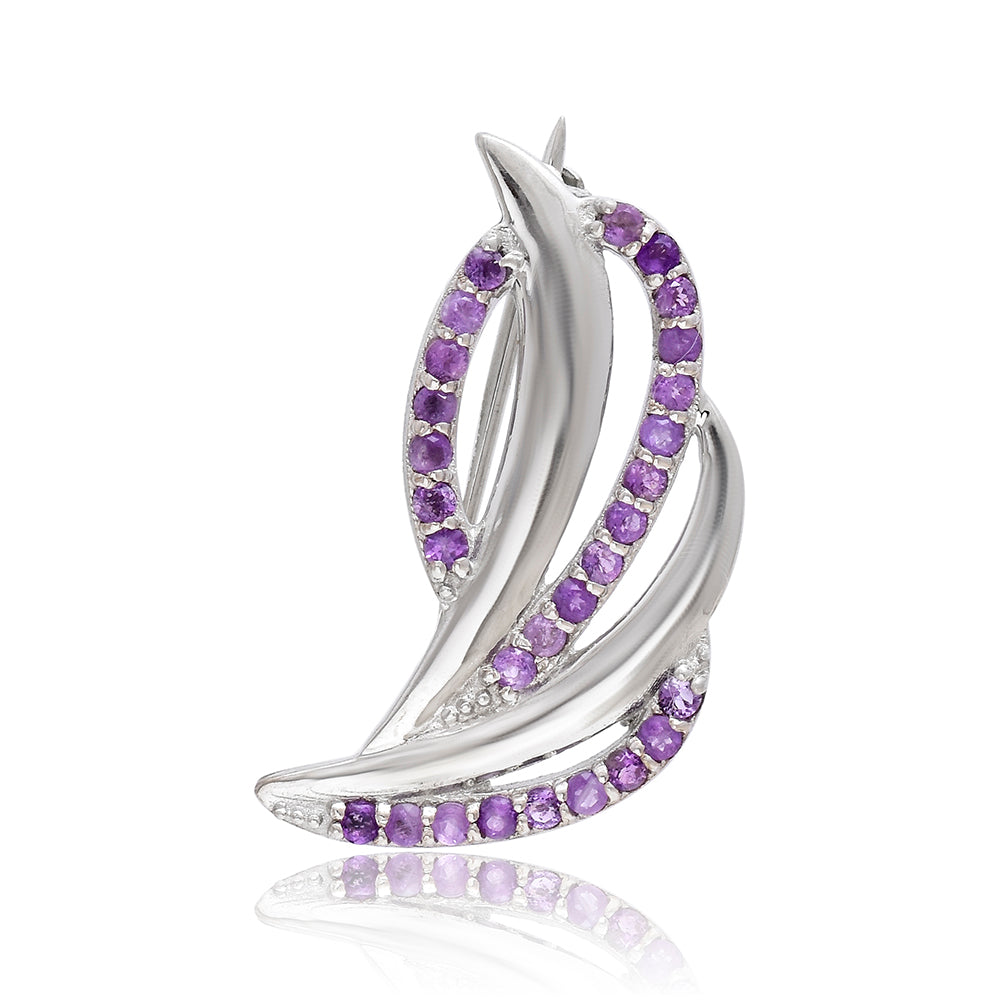 Silberbrosche mit marokkanischem Amethyst 1 