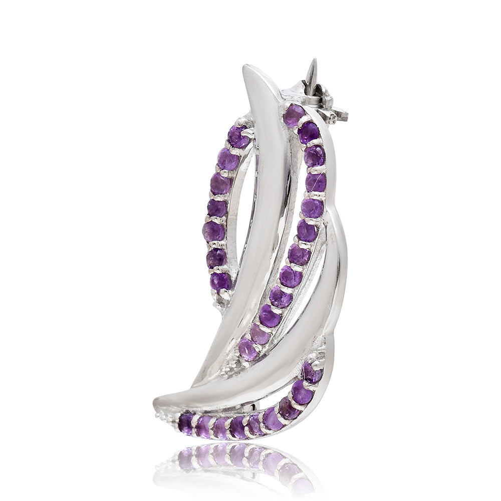Silberbrosche mit marokkanischem Amethyst 2 
