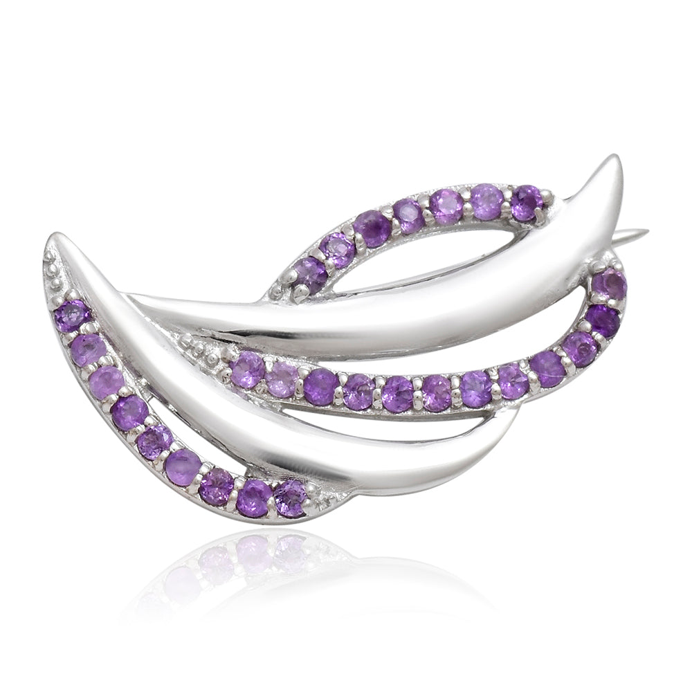 Silberbrosche mit marokkanischem Amethyst 4 