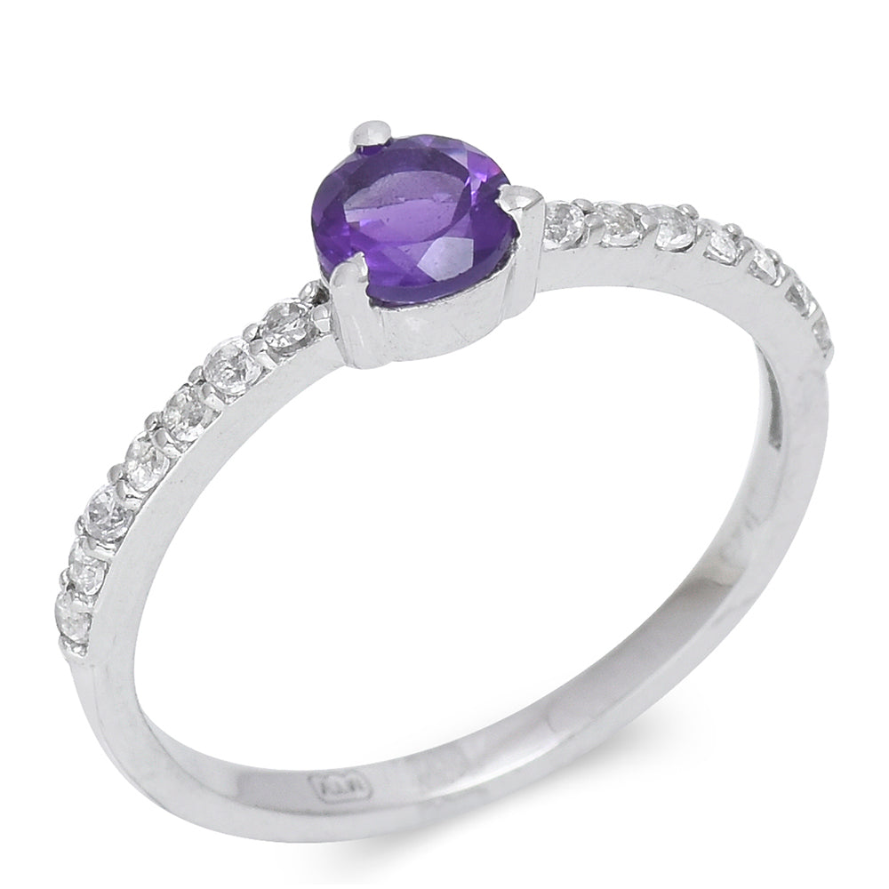 Goldplattierter Silberring mit marokkanischem Amethyst und weißem Topas 6 