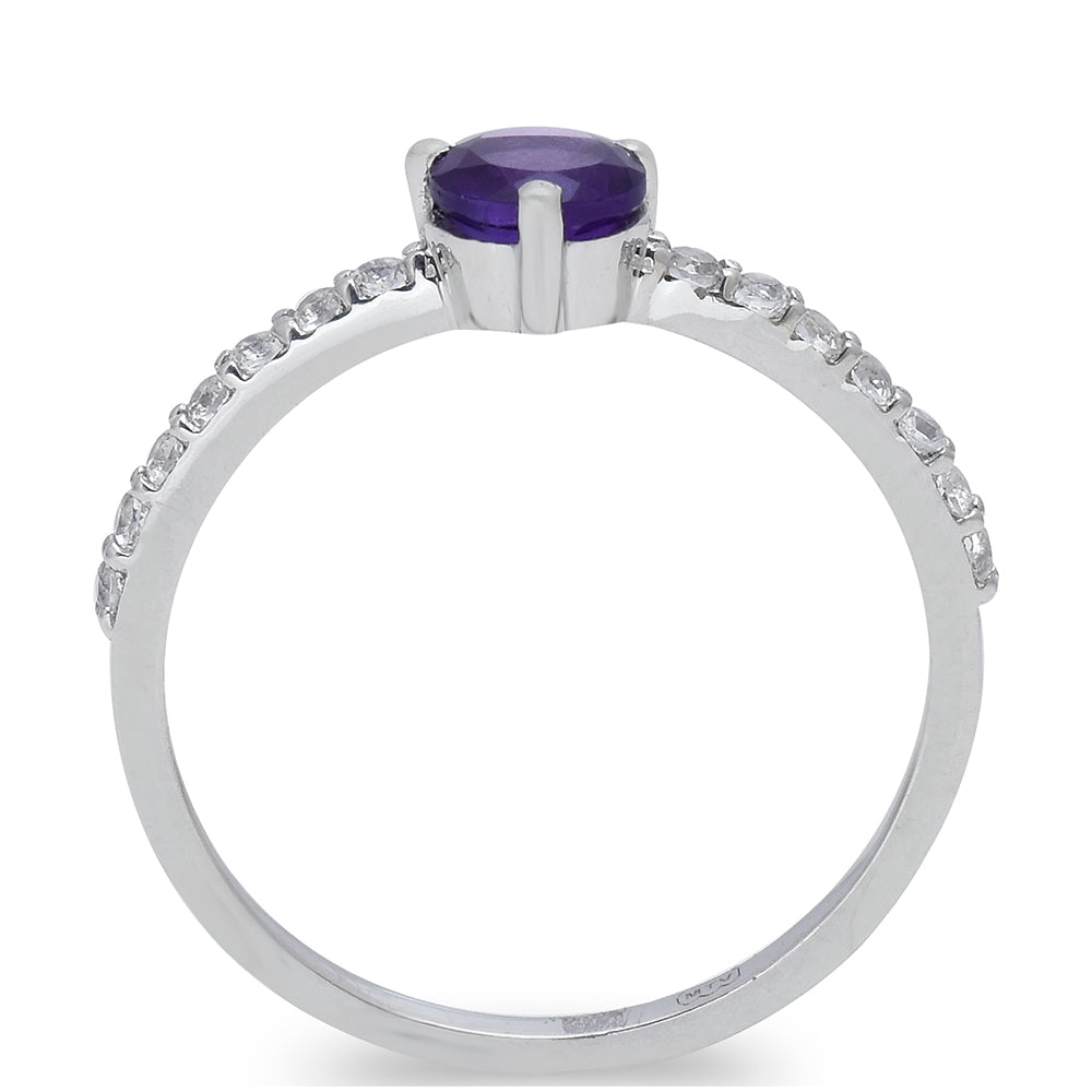 Goldplattierter Silberring mit marokkanischem Amethyst und weißem Topas 7 