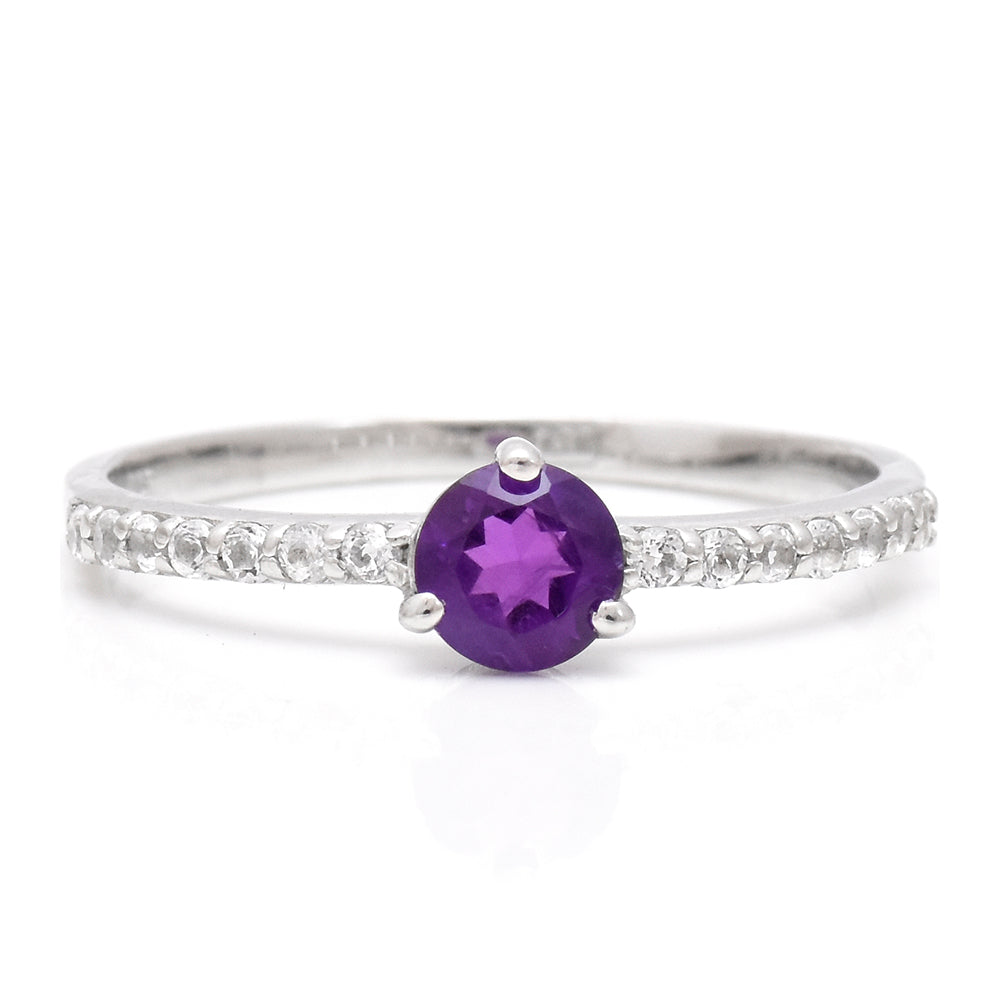 Goldplattierter Silberring mit marokkanischem Amethyst und weißem Topas 4 