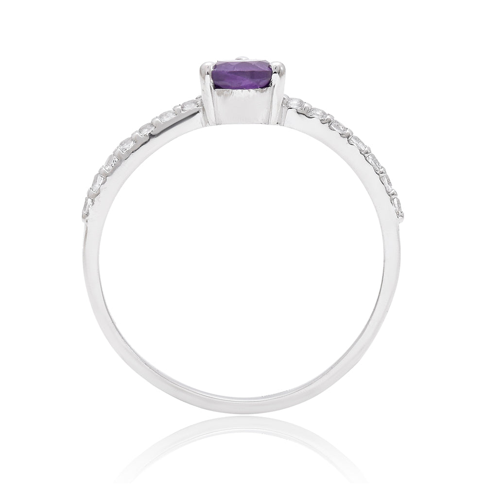 Goldplattierter Silberring mit marokkanischem Amethyst und weißem Topas