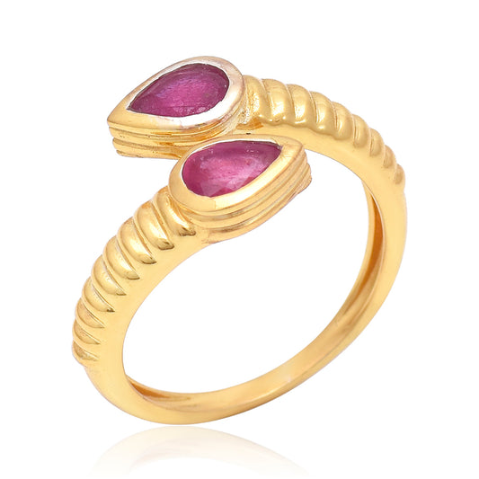 Goldplattierter Silberring mit Rubin aus Madagaskar