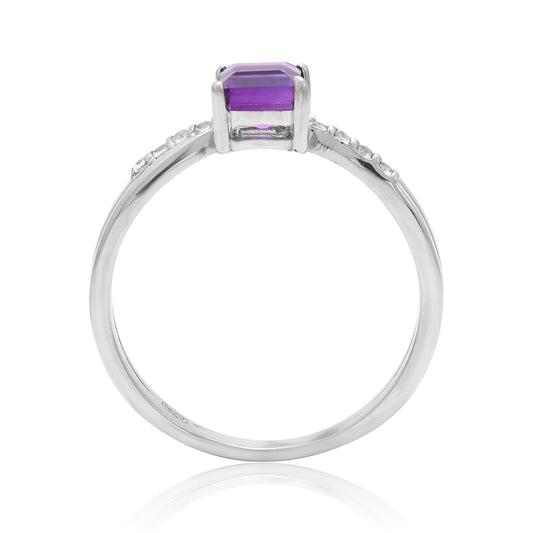 Silberring mit marokkanischem Amethyst und weißem Topas