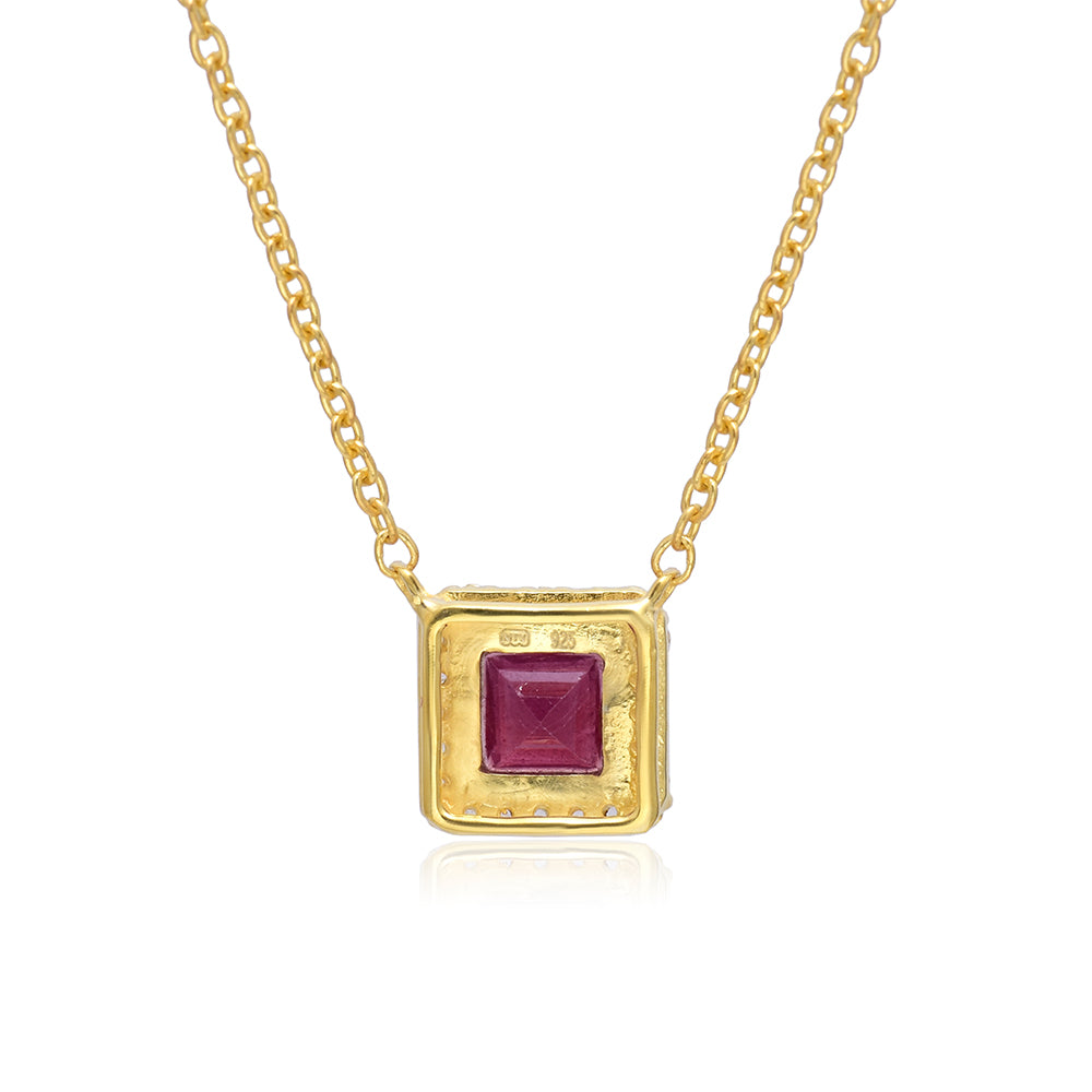 Goldplattierte Silberhalskette mit Rubin aus Madagaskar und weißem Topas 4 