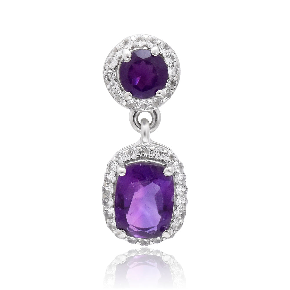 Silberanhänger mit marokkanischem Amethyst und weißem Topas