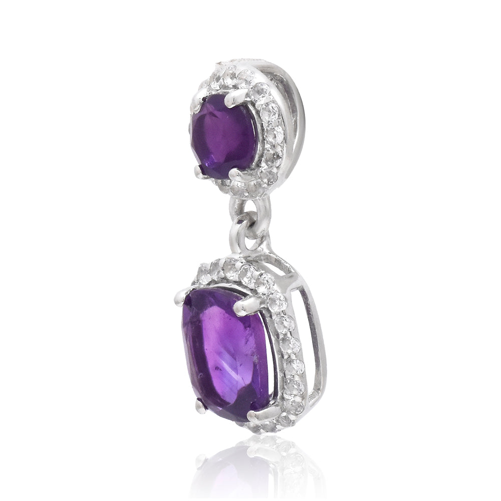 Silberanhänger mit marokkanischem Amethyst und weißem Topas