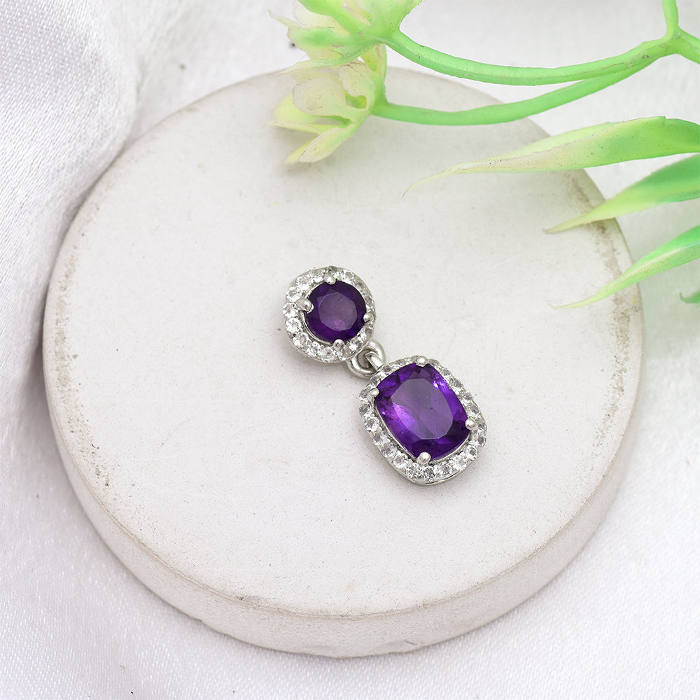 Silberanhänger mit marokkanischem Amethyst und weißem Topas 1 