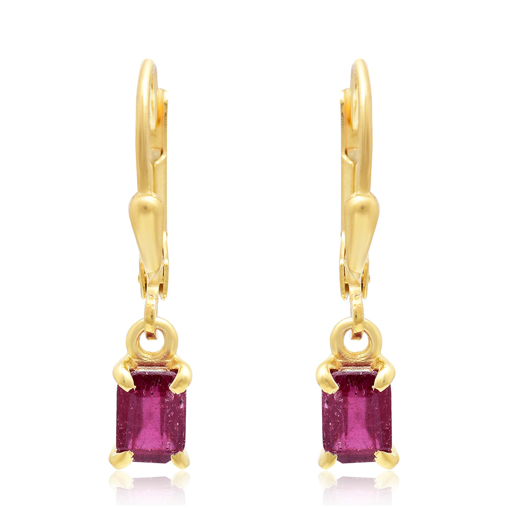 Goldplattierte Silberohrringe mit Rubin aus Madagaskar 6 