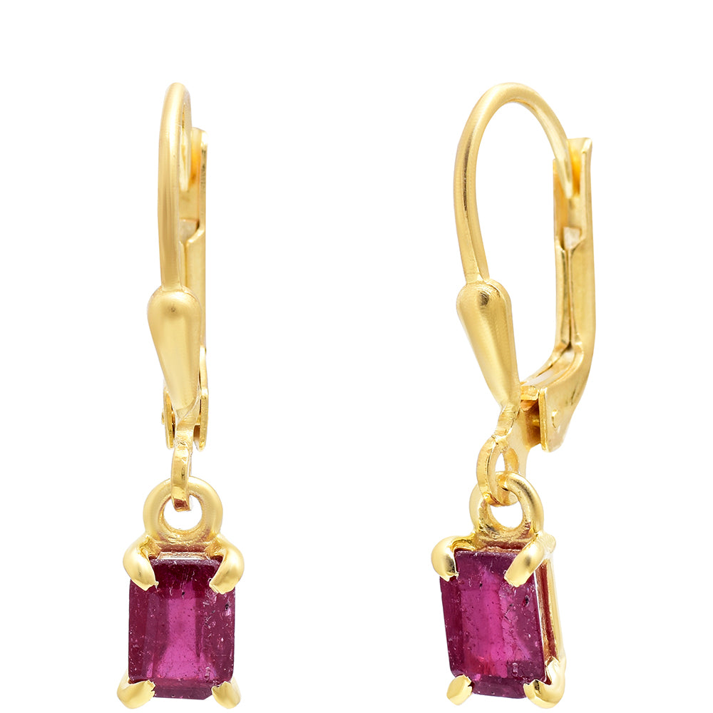 Goldplattierte Silberohrringe mit Rubin aus Madagaskar 7 