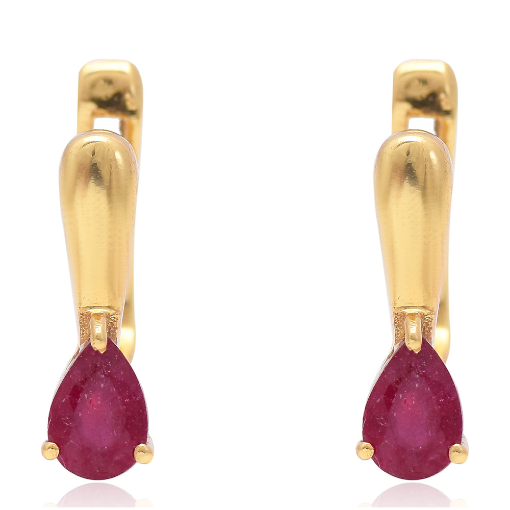 Goldplattierte Silberohrringe mit Rubin aus Madagaskar 4 