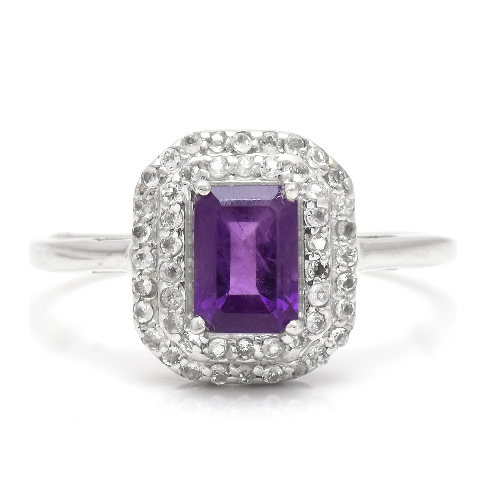 Silberring mit marokkanischem Amethyst und weißem Topas 2 