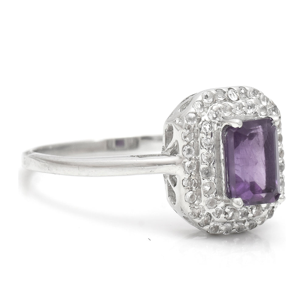 Silberring mit marokkanischem Amethyst und weißem Topas 3 