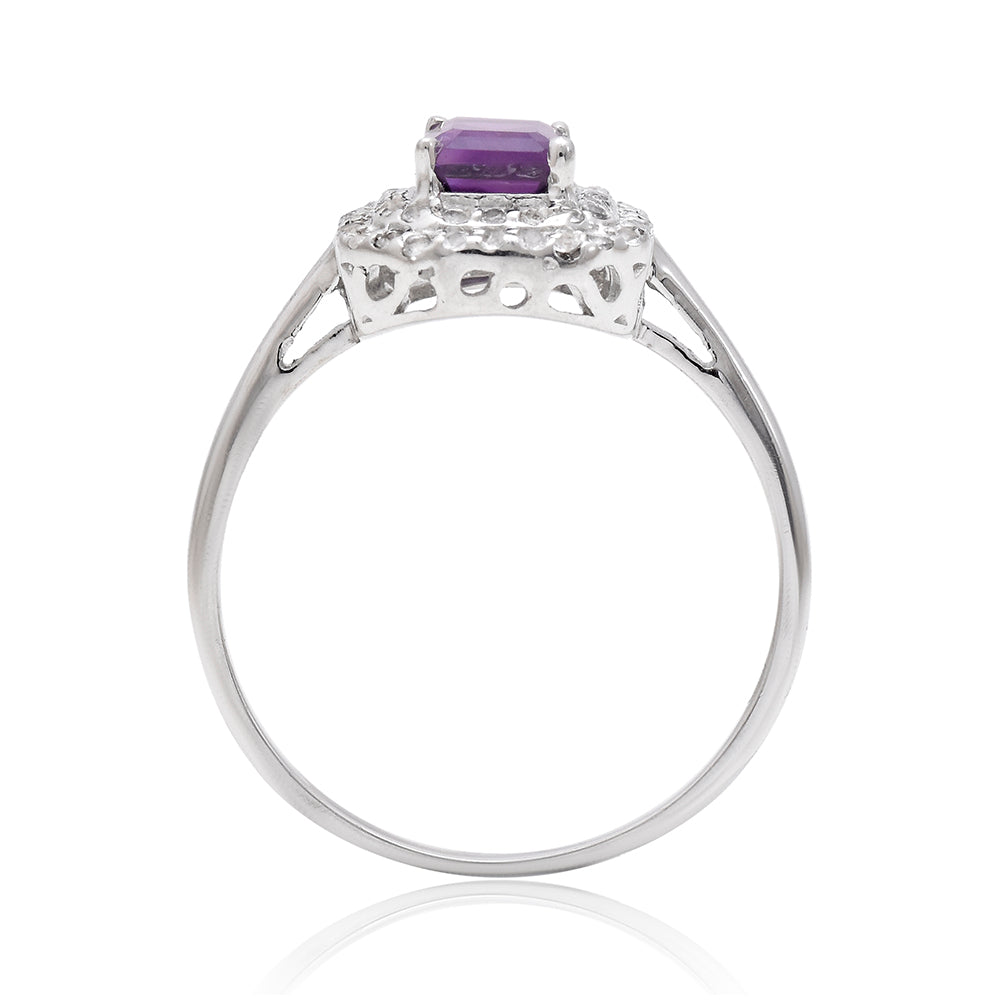 Silberring mit marokkanischem Amethyst und weißem Topas 4 