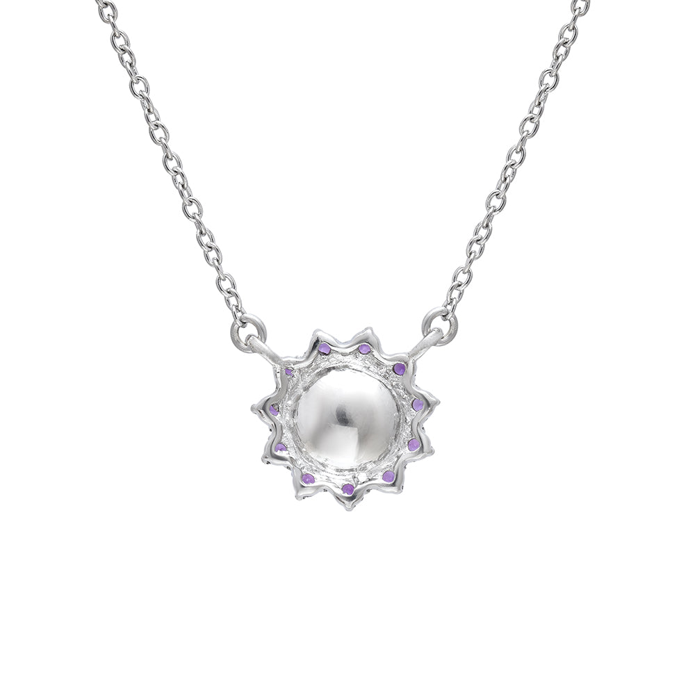 Silberhalskette mit marokkanischem Amethyst und weißer Süßwasserperle 3 
