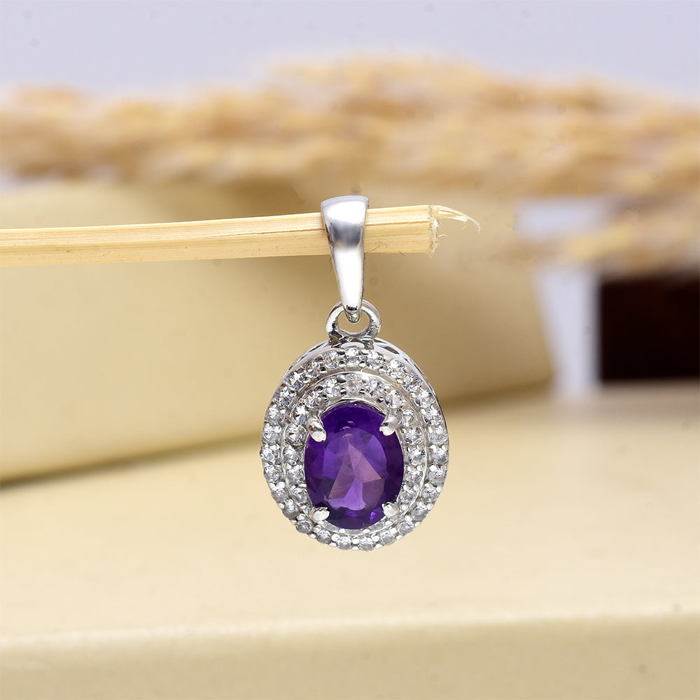 Silberanhänger mit marokkanischem Amethyst und weißem Topas