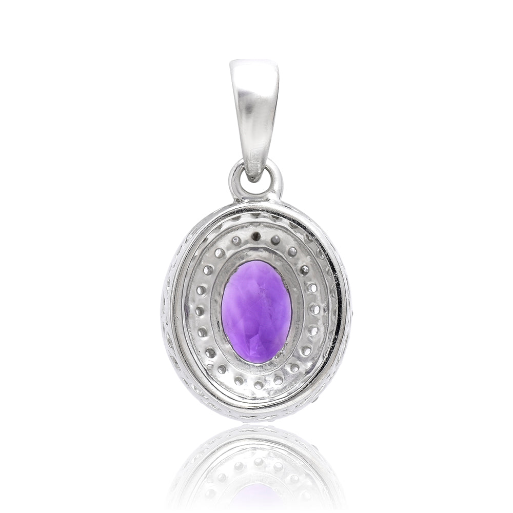 Silberanhänger mit marokkanischem Amethyst und weißem Topas